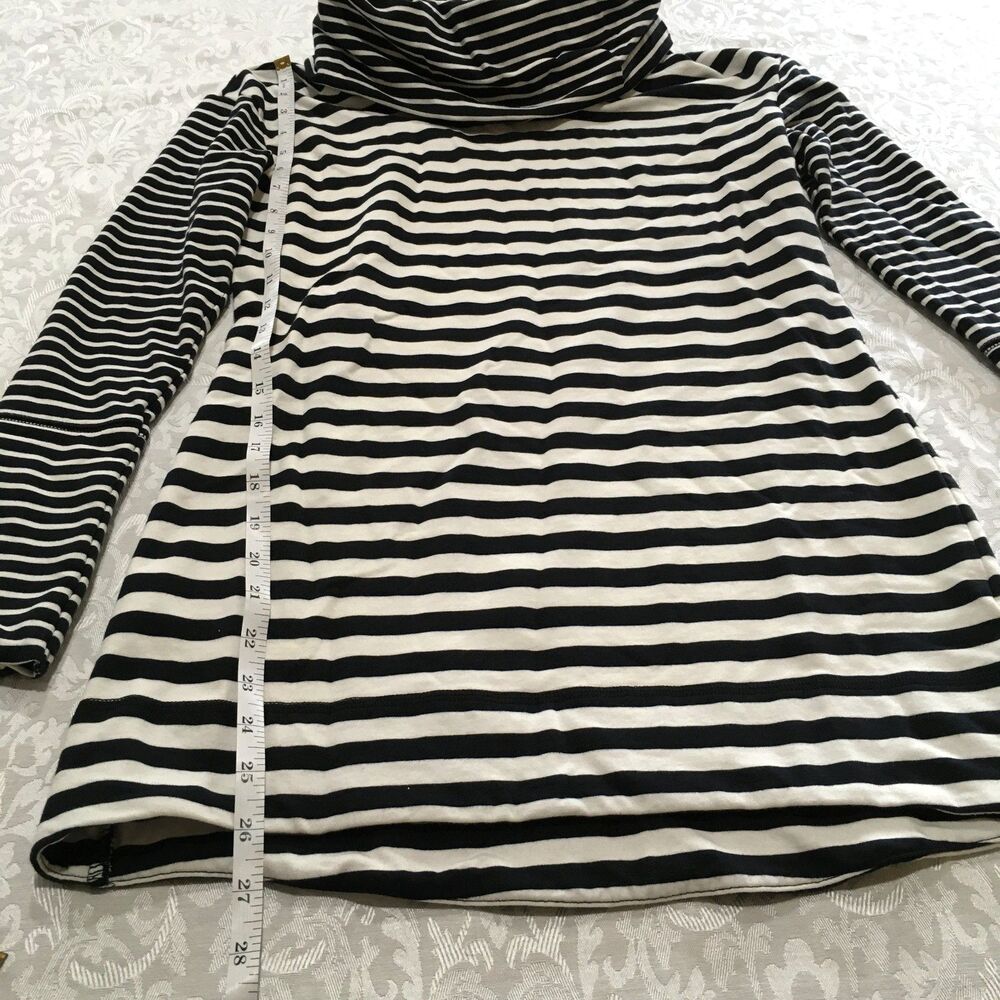 Merona Cowl Neck Striped Top Size S Tunic Black White Cotton Blend Stretch Knit - Picture 7 of 9